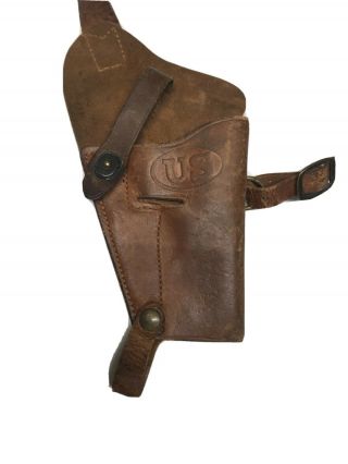 Wwii Us Era M3 Leather Shoulder Holster Marked: Us For Colt M1911a1 2