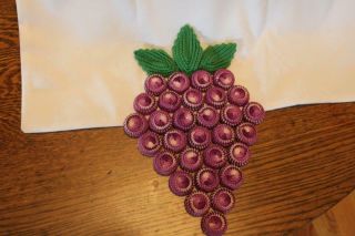 Vintage Bottle Cap Hand Crocheted Grape Cluster Trivet 30 Caps
