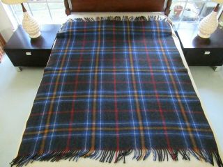 No Label But Likely Vintage Pendleton Heavy Plaid Wool Motor Blanket; 70 " By 55 "
