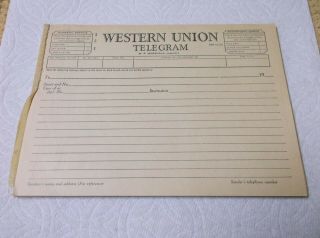 Vintage Western Union Telegram Pad 47 Sheets Blank 1955