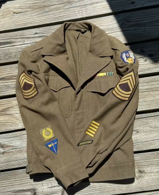 1940s Ww Ii 9th Usaaf Military Ike Uniform Jacket W/ Patches Sargent Sz 36r Wool