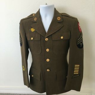 Early Ww2 U.  S.  Army 4 Pocket Uniform Jacket & Trousers Dated 1942