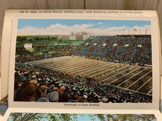 Rare Vintage 1947 University Of Iowa Souvenir Foldout - Football Stadium
