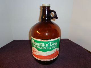 Mountain Dew Amber Gallon Jug With Paper Label Hillbilly Design With Cap