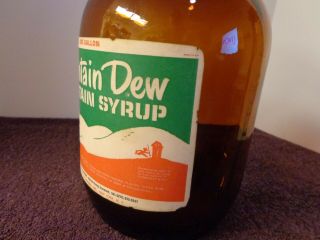 Mountain Dew Amber Gallon Jug with Paper Label Hillbilly Design with Cap 3