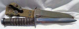 Ww Ii Highly Polished Straight Guard Case M3 Fighting Knife W/ M8 Scabbard