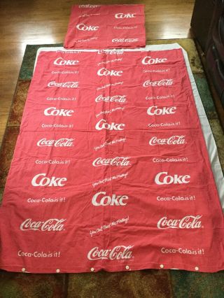 Vintage 1990 Coke Coca Cola Twin Duvet Cover W/pillowcase Can’t Beat The Feeling