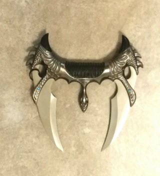 Stainless Steel Double Bladed Fantasy Dragon Slayer Goth Knife Detail
