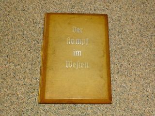Vintage German 1940 Der Kampf Im Westen Book W/ Stereo - Photo Cards & Viewer