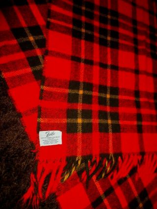 Vintage Faribo Pure Wool Throw Blanket 48”x64” Red Plaid Faribault Woolen Mill