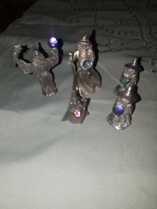 Miniature Pewter Wizards - Set Of 5