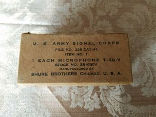 Shure Brothers Wwii Throat Microphone T - 30 Nos Box & Instructions