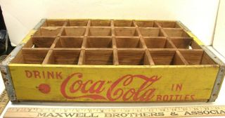 VINTAGE DRINK COCA COLA COKE WOODEN YELLOW 24 BOTTLE CARRIER CRATE BOX 18x12x4 3