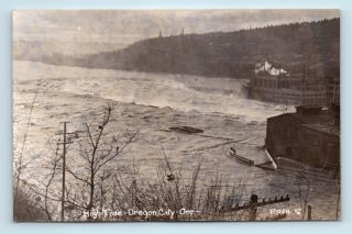 Oregon City,  Or - Early 1900s View Of Mill & Falls At High Tide - Rppc - M4