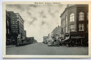 Ardmore Oklahoma Main Street View Coca Cola Sign Old Card OK Postcard 2