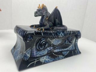 Resin Purple Dragon Figurine Trinket Jewelry Storage Box Keepsake Stash Box