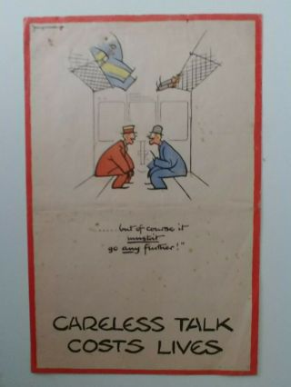 Wwii British Careless Talk Costs Lives Cyril Bird,  Fougasse Poster