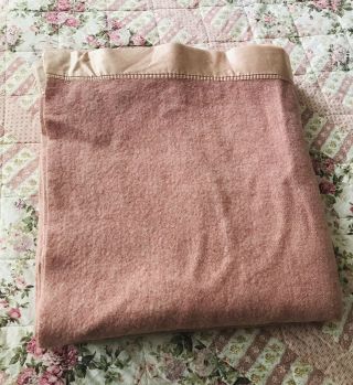 Vintage - Kenwood Wool Blanket - Rose/pink - 70x76 Twin Up To Full Size