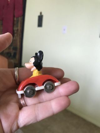 Vintage Disney Miniature Mickey Mouse In Car Metal Wheels Hong Kong
