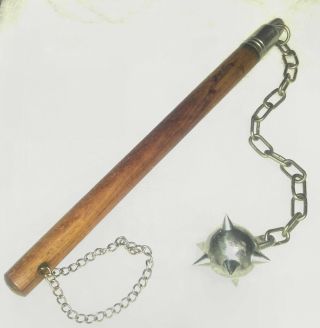 17 Inch Morning Star With Metal Spike Ball And Solid Wooden Handle