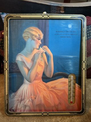 Mcdonald Taylor Radium Texas Gin Thermometer Advertising Collectable 1935
