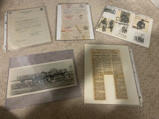 Wwii Pow In Germany Documents - Postcards W/notes,  Pictures,  And Handwritten Note
