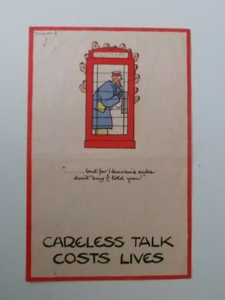 Fougasse,  Cyril Bird,  Wwii Anti - Axis Careless Talk Costs Lives Iconic Poster