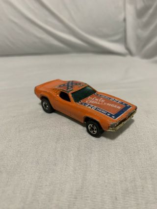 1970 Hot Wheels Orange Dodge Dixie Challenger 426 Hemi Flag Car Black Wall Tires