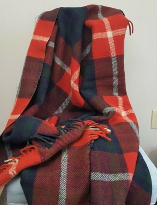 Vintage Troy Robe Plaid Lap Blanket Stadium Blanket Throw Made In Usa 50x50