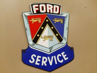 Ford Service Porcelain Sign Crest Jubilee Car Truck Gas Oil Farm Auto Dealer