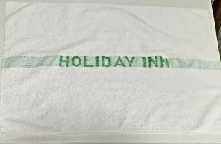 Vintage Holiday Inn Motel Hand Towel Cannon Made Usa Terry 24 X 16 White Green