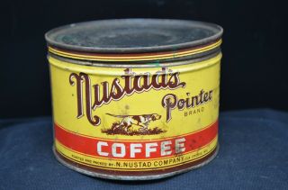 Vtg 1 Metal NUSTAD ' S Pointer Brand Coffee Tin - N.  Nustad Company - LaCrosse,  Wis 3
