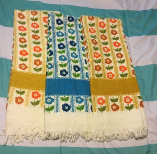 Vintage Set Of 3 Bath Towels 40”x22” Light Weight 100 Cotton