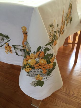 Vintage Cotton Tablecloth Thanksgiving Harvest “american Dinner” 52” X 48”