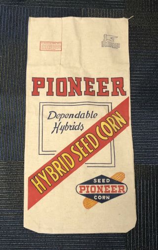 Vintage Pioneer Hybrid Seed Corn Cloth Sack Bag - Old Stock Nos - Rare