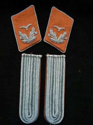 Wwii German Luftwaffe Signals Officer Collar Tabs,  Shoulder Boards 2nd Lt.  Rank