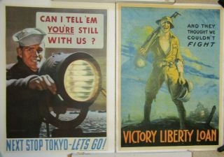 Army & Navy Wwii Posters,  2 Posters,  Each Approximately 42 By 32 Inches