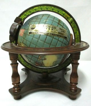 Vintage Jim Beam Decanter World Globe Zodiac Rim EMPTY rotates 1980 ' s footed 2