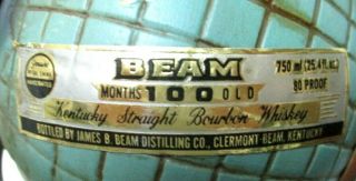 Vintage Jim Beam Decanter World Globe Zodiac Rim EMPTY rotates 1980 ' s footed 3