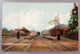 1909 Postcard B&m Train Station Melrose Massachusetts Photo Vintage Tracks Us