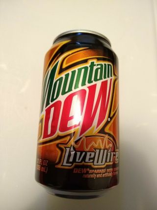 (1) One Full Mountain Dew Can Mtn Livewire Orange Live Wire 2011,  Old Label