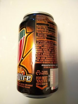 (1) One Full Mountain Dew Can Mtn LiveWire Orange Live Wire 2011,  old label 2