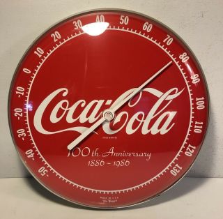 Vintage Coke Thermometer 100 Anniversary 1886 - 1986 Soda Pop Tru Temp