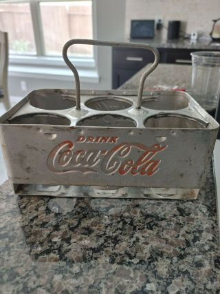 Vintage COCA COLA Coke Aluminum Metal DRINK CARRIER 6 - Pack Bottle Caddy 2