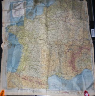 Wwii Us Army Air Corps Silk Escape Map Zones Of France Second Editionj 1944