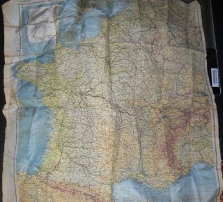 WWII US Army Air Corps Silk Escape Map Zones of France Second Editionj 1944 2