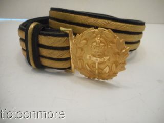 2 WWII BRITISH ROYAL NAVY OFFICERS CEREMONIAL BULLION BELTS AND SWORD HANGER 2