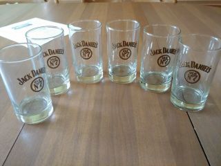 Set Of 6 Jack Daniels Old No.  7 Black & Gold Letters Highball Glasses