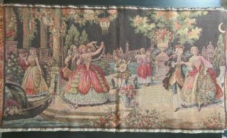 Vintage Wall Tapestry Made In Belgium 1700s Venice Garden Party Scene