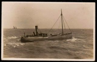 1911 Steam Trawler Lowestoft Jenkins Real Photo Postcard Suffolk